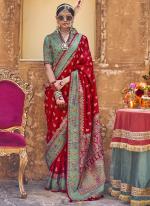 Silk Red Festival Wear Printed Saree